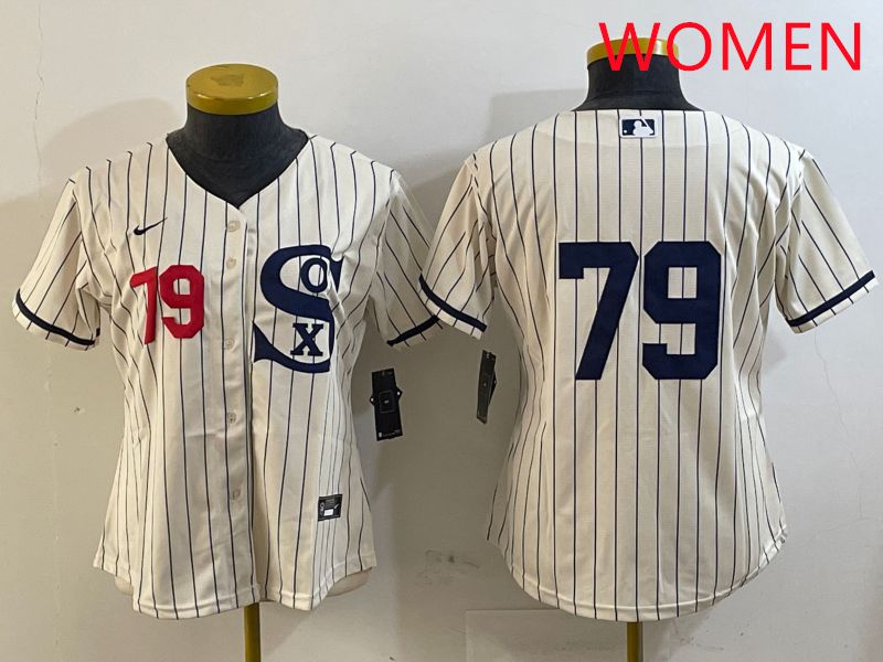 Women Chicago White Sox #79 No Name Cream Stripe Dream Edition Game 2025 Nike MLB Jersey style 3->women mlb jersey->Women Jersey